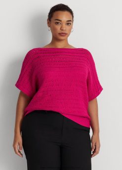 pamuthálós rövid ujjú pulóver 2680484537 nők Ralph Lauren sport rózsaszín