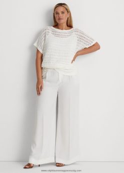 pamuthálós rövid ujjú pulóver 2680484539 nők Ralph Lauren fehér