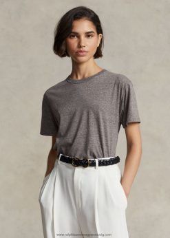 pamutkeverékes dzsörzé póló 2680483194 nők Ralph Lauren hanga szürke