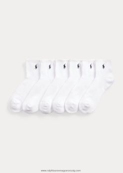 pamutkeverékes negyed zokni 6 db 2680482541 férfiak Ralph Lauren fehér