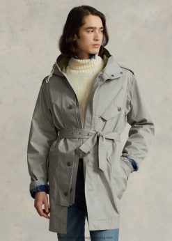 pamutkeverékes twill parka 2680481114 férfiak Ralph Lauren szürke köd