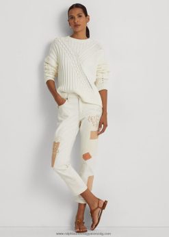 patchwork laza elvékonyodó boka farmer 2680489512 nők Ralph Lauren krémes lemosás