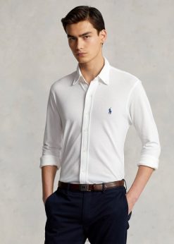 pehelykönnyű hálós ing 268048411 férfiak Ralph Lauren fehér