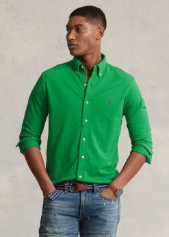 pehelykönnyű hálós ing 268048417 férfiak Ralph Lauren optika zöld