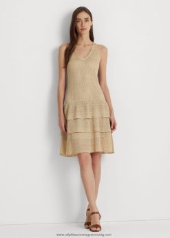 pointelle kötött derékú ruha 2680489520 nők Ralph Lauren dűne tan