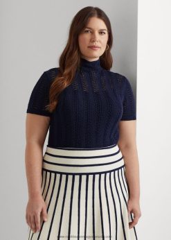 pointelle rövid ujjú garbó 2680484696 nők Ralph Lauren kifinomult haditengerészet