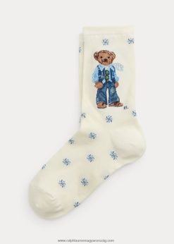 polo bear crew zokni 2680485504 nők Ralph Lauren elefántcsont