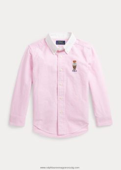 polo bear pamut oxford ing 2680486464 gyerekek Ralph Lauren új rózsa fehér gallérral