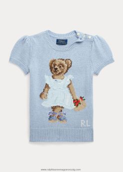 polo bear pamut rövid ujjú pulóver 2680486814 gyerekek Ralph Lauren birtok kék