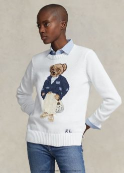 polo bear pamutkeverék pulóver 2680483063 nők Ralph Lauren fehér multi