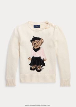 polo bear pamutkeverék pulóver 2680487420 gyerekek Ralph Lauren klubházi krém