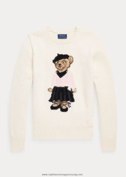 polo bear pamutkeverék pulóver 2680487600 gyerekek Ralph Lauren klubházi krém