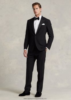 póló gyapjú barathea csúcs szmoking 2680481204 férfiak Ralph Lauren fekete