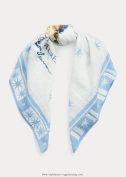póló mackó pamut sál 2680485560 nők Ralph Lauren krém/kék