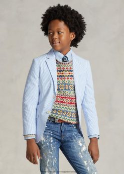 póló pamut seersucker öltöny kabát 2680486007 gyerekek Ralph Lauren kék fehér
