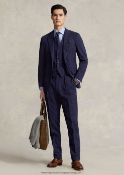 póló pinstripe dobby 3 részes öltöny 2680481226 férfiak Ralph Lauren sötétkék/krém