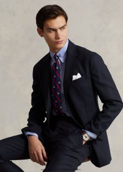 póló puha gyapjú oxford öltöny kabát 268048540 férfiak Ralph Lauren haditengerészet