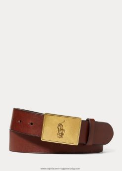 póni plakett bőr öv 2680482564 férfiak Ralph Lauren barna