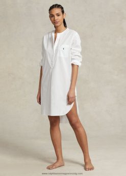 poplin hálóing 2680483010 nők Ralph Lauren fehér felhő