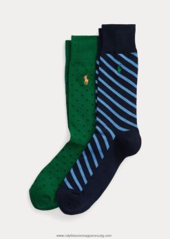 pöttyös és csíkos nadrágzokni 2 db 2680482349 férfiak Ralph Lauren világos zöld