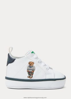 quilton polo bear műbőr tornacipő 2680488119 baba Ralph Lauren fehér / sötétkék / zöld