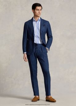 redős vászon halszálkás öltönynadrág 2680481213 férfiak Ralph Lauren haditengerészet