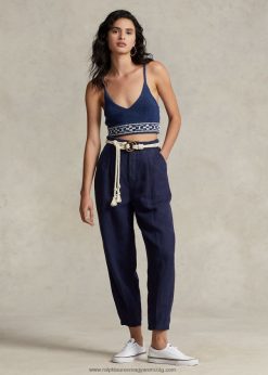 redős vászonkeverék twill nadrág 2680483027 nők Ralph Lauren haditengerészet