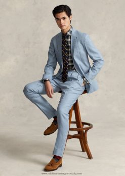 redős vászonnadrág 2680481168 férfiak Ralph Lauren chambray kék