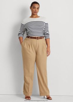 redőzött gyapjúkeverékes twill nadrág 2680484702 nők Ralph Lauren nyírfa cser