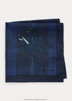 repülő-kockás gyapjú-selyem zsebnégyzet 2680482522 férfiak Ralph Lauren haditengerészet