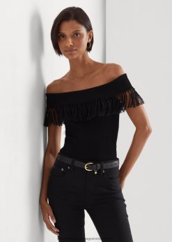 rojtokkal szegélyezett vállfelső 2680484361 nők Ralph Lauren fekete