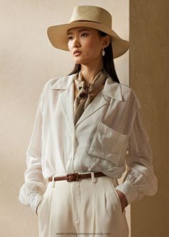 roslin vászon voile ing 2680483551 nők Ralph Lauren törtfehér