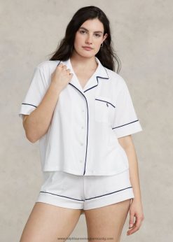 rövid ujjú dzsörzé pizsama szett 2680483006 nők Ralph Lauren fehér felhő