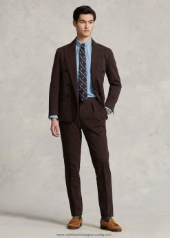 ruhafestett sztreccs chino nadrág 268048822 férfiak Ralph Lauren sötétbarna