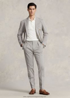 ruhafestett sztreccs chino nadrág 268048823 férfiak Ralph Lauren szürke köd