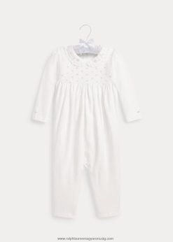 smokált biopamut kezeslábas 2680487744 baba Ralph Lauren fehér