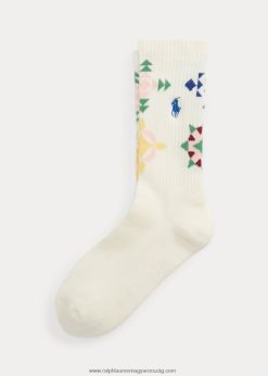 steppelt motívumú legénységi zokni 2680485521 nők Ralph Lauren elefántcsont