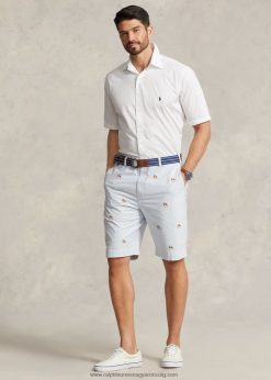 stretch klasszikus szabású chino rövid 2680481612 férfiak Ralph Lauren oxford csík