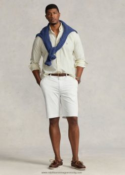 stretch klasszikus szabású chino rövid 2680481867 férfiak Ralph Lauren fedélzetmosó fehér
