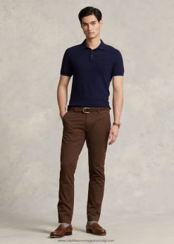 stretch slim fit chino nadrág 268048470 férfiak Ralph Lauren ág barna
