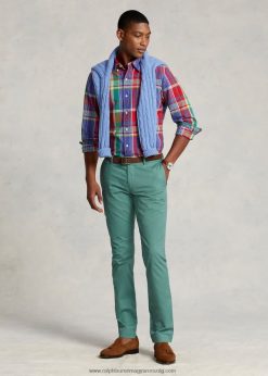 stretch slim fit chino nadrág 268048471 férfiak Ralph Lauren zöld táj