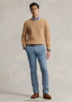 stretch slim fit chino nadrág 268048472 férfiak Ralph Lauren horgony kék