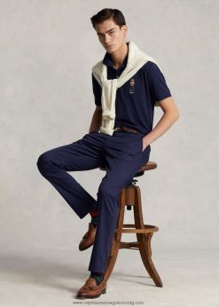 stretch slim fit teljesítményű chino nadrág 268048927 férfiak Ralph Lauren kifinomult haditengerészet