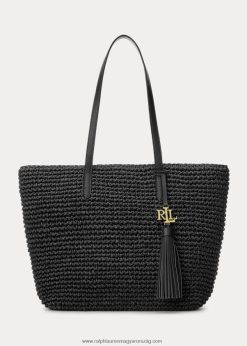 szalma közepes whitney tote 2680485423 nők Ralph Lauren fekete