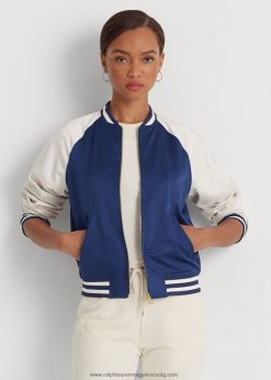 szatén bomber dzseki 2680489476 nők Ralph Lauren finomított sötétkék/krém
