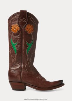 szelén bőr cowboy csizma 2680489634 nők Ralph Lauren csokoládébarna