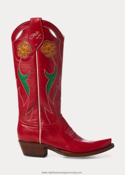 szelén bőr cowboy csizma 2680489636 nők Ralph Lauren piros