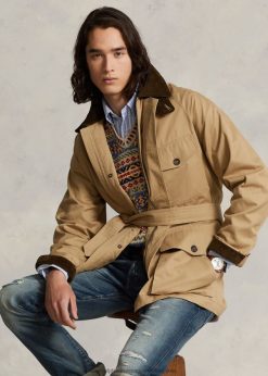 szellőző öves kabát 2680481285 férfiak Ralph Lauren sivatagi khaki