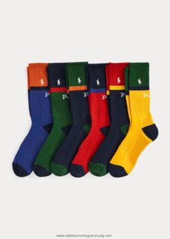 színblokkos legénységi zokni 6 db 2680482311 férfiak Ralph Lauren
