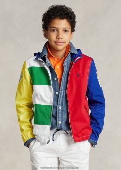 színes blokkolt pamut kapucnis kabát 2680485991 gyerekek Ralph Lauren colorblock multi